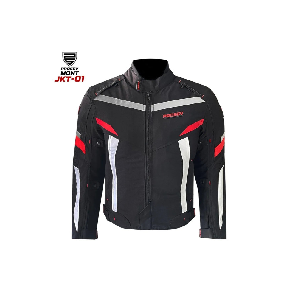  ProSev JKT-01 Black-Red Motosiklet Mont